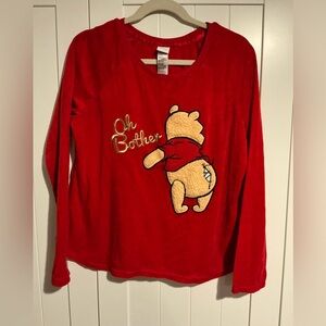 Disney Size Medium Winnie The Pooh Long Sleeve Velvet Shirt Size Large